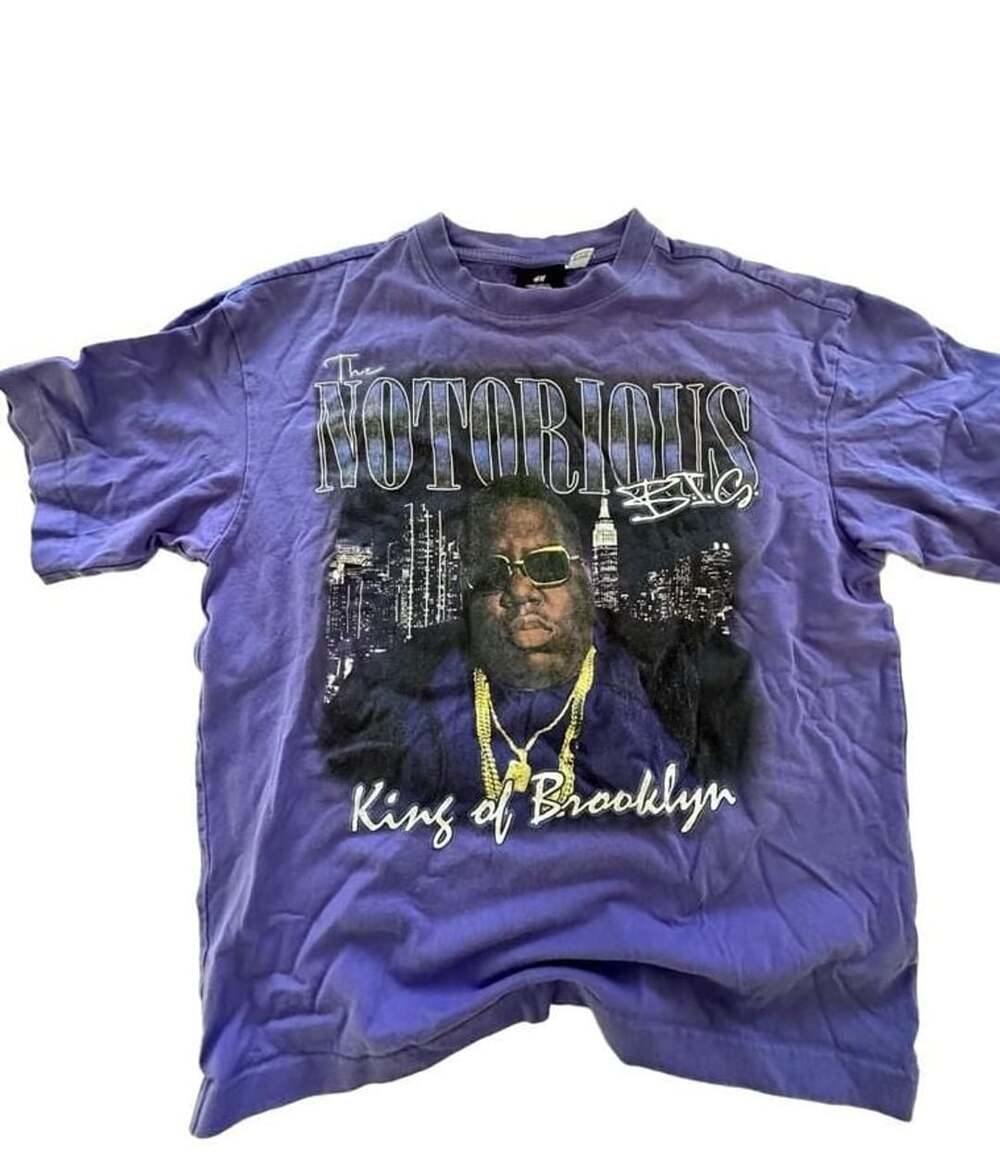 The Notorious B.I.G. King Of Brooklyn x H&M T-Shirt Size M Purple 100% Cotton